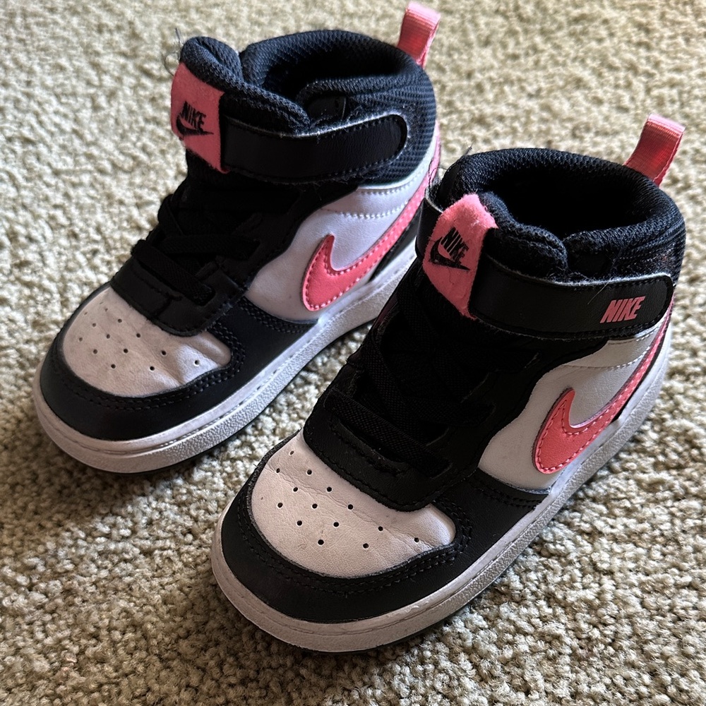 Nike Kids Black and Pink High-Top Sneakers